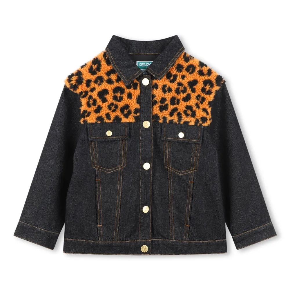 KENZO KIDS Leopard Denim Jacket in size8A